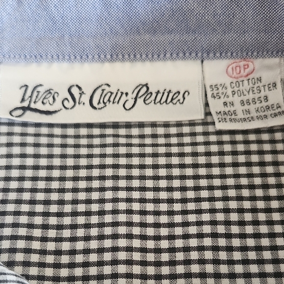 VTG Yves St. Claire Black White Checkered Button-Up Shirt Women’s 10P Mod Style - Picture 10 of 10